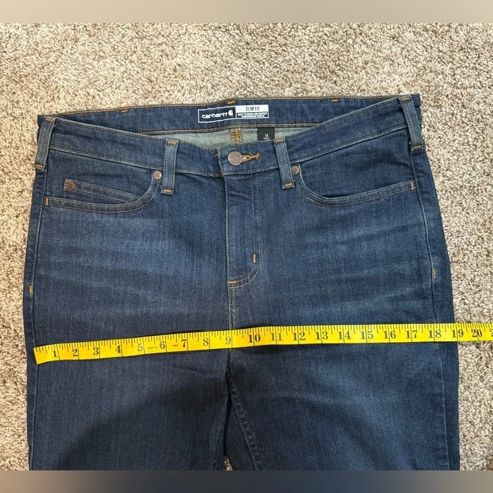 CARHARTT Women's Dark Blue Slim Fit Tapered Jeans 14S Rugged‎ Flex